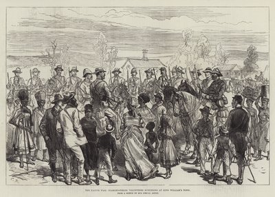 La guerra de los cafres, voluntarios de los campos de diamantes reuniéndose en King William